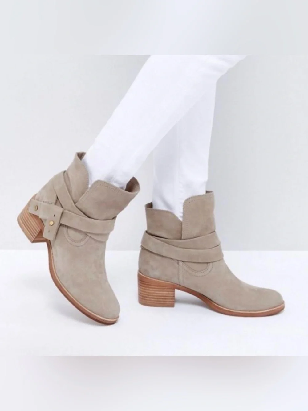 UGG Women's Suede Ankle Boots in Taupe Gray